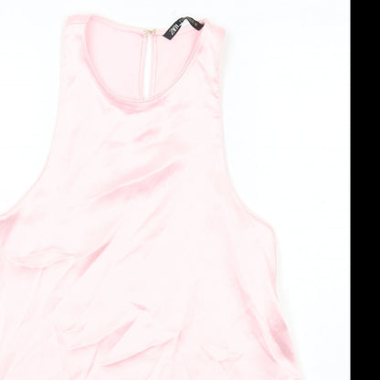 Womens UK Size XS Zara Pink Basic Tank