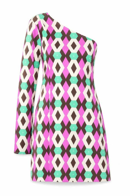 Zara Womens Multicoloured Geometric Polyester Mini Size XS One Shoulder Zip
