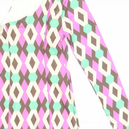 Zara Womens Multicoloured Geometric Polyester Mini Size XS One Shoulder Zip