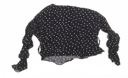 Womens UK Size 8 PRETTYLITTLETHING Black Cropped Blouse