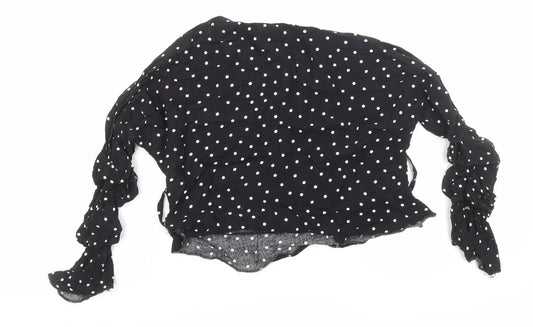 Womens UK Size 8 PRETTYLITTLETHING Black Cropped Blouse