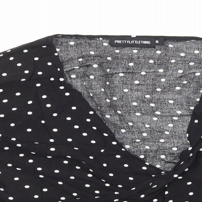 Womens UK Size 8 PRETTYLITTLETHING Black Cropped Blouse
