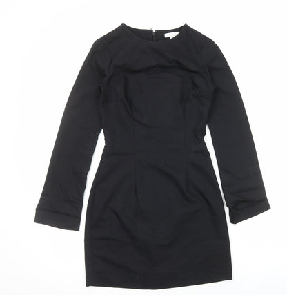 H&M Womens Black Viscose Bodycon Size 8 Round Neck Zip
