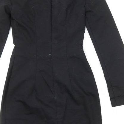 H&M Womens Black Viscose Bodycon Size 8 Round Neck Zip