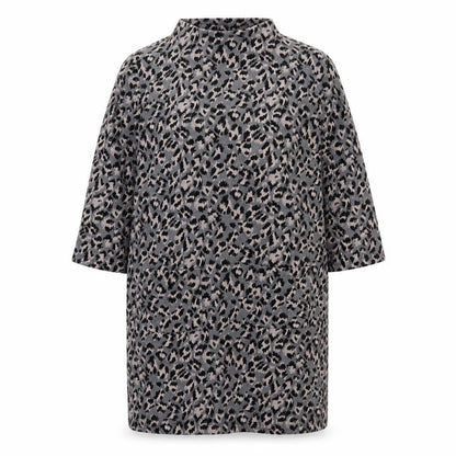 TU Womens Multicoloured Geometric Polyester Jumper Dress Size 14 Mock Neck Pullover - Leopard Print