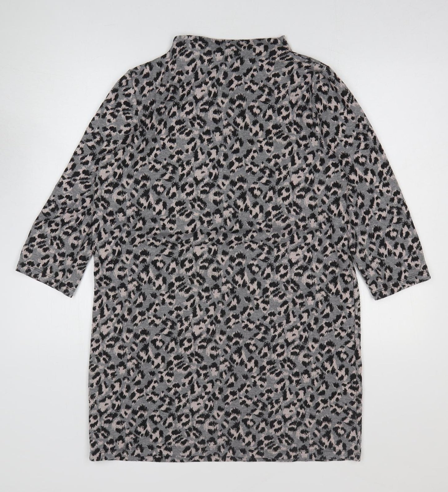 TU Womens Multicoloured Geometric Polyester Jumper Dress Size 14 Mock Neck Pullover - Leopard Print