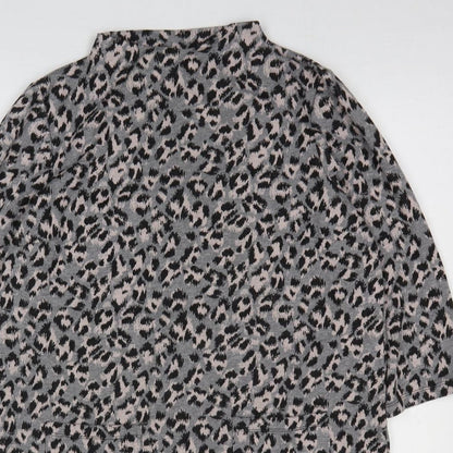 TU Womens Multicoloured Geometric Polyester Jumper Dress Size 14 Mock Neck Pullover - Leopard Print