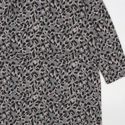 TU Womens Multicoloured Geometric Polyester Jumper Dress Size 14 Mock Neck Pullover - Leopard Print