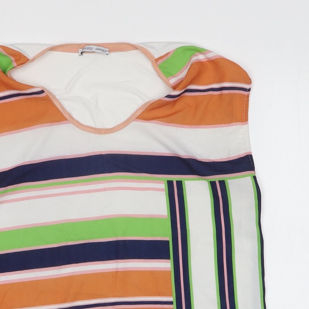 Womens UK Size M Zara Multicoloured Basic Blouse