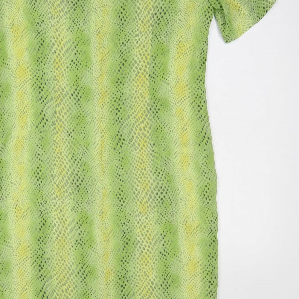 Mark Wald Womens Green Animal Print Polyester A-Line Size 14 Scoop Neck Zip - Snake Skin Print