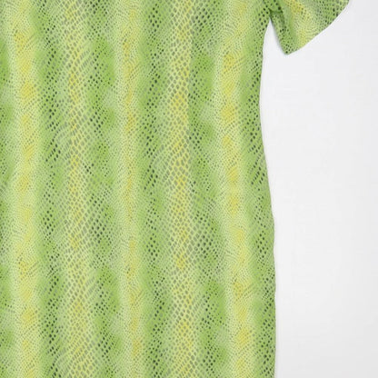 Mark Wald Womens Green Animal Print Polyester A-Line Size 14 Scoop Neck Zip - Snake Skin Print