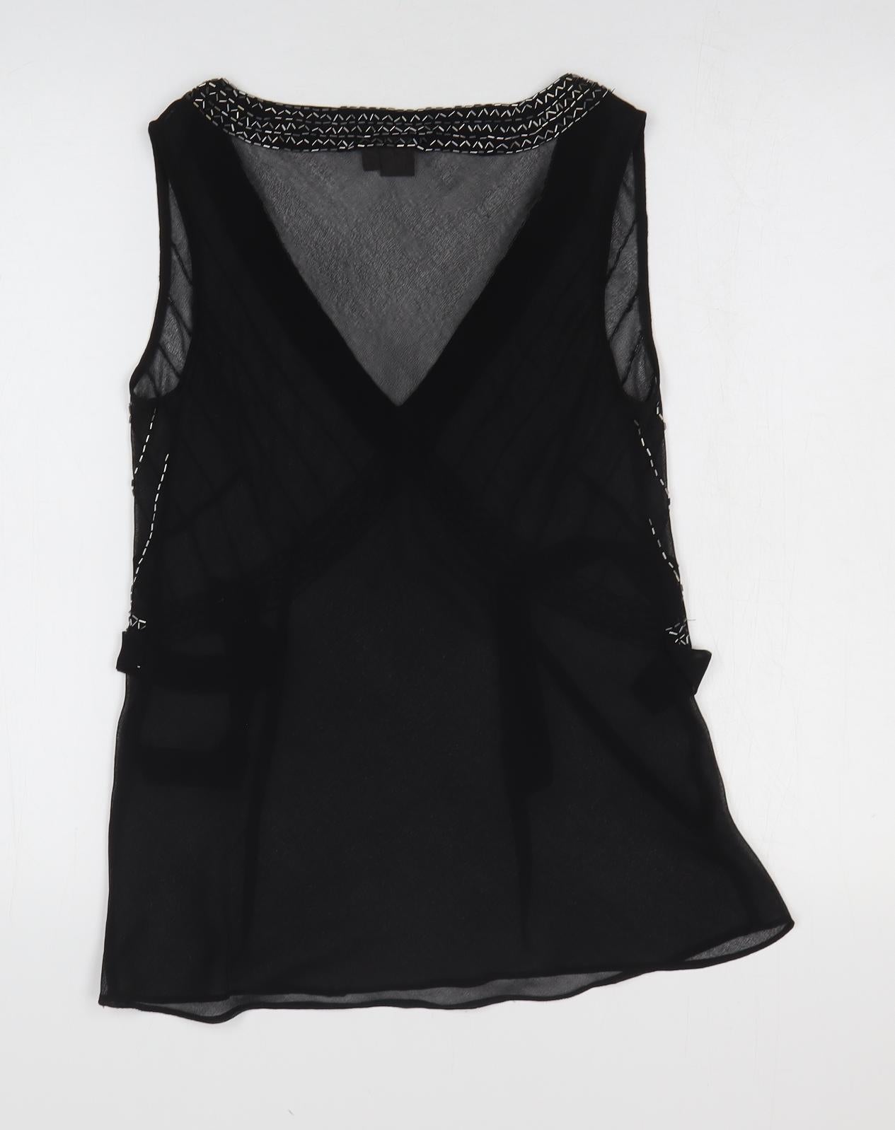 TU Womens Black Polyester Basic Tank Size 12 V-Neck