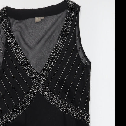 TU Womens Black Polyester Basic Tank Size 12 V-Neck