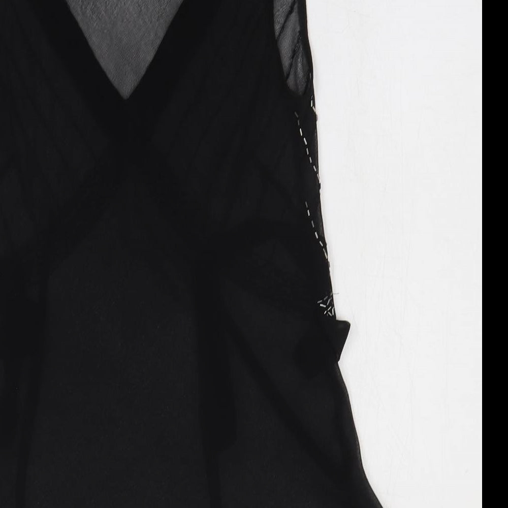 TU Womens Black Polyester Basic Tank Size 12 V-Neck