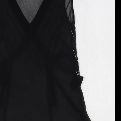 TU Womens Black Polyester Basic Tank Size 12 V-Neck