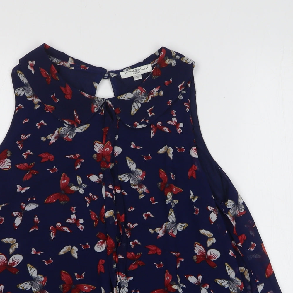 Womens UK Size S New Look Blue Basic Blouse