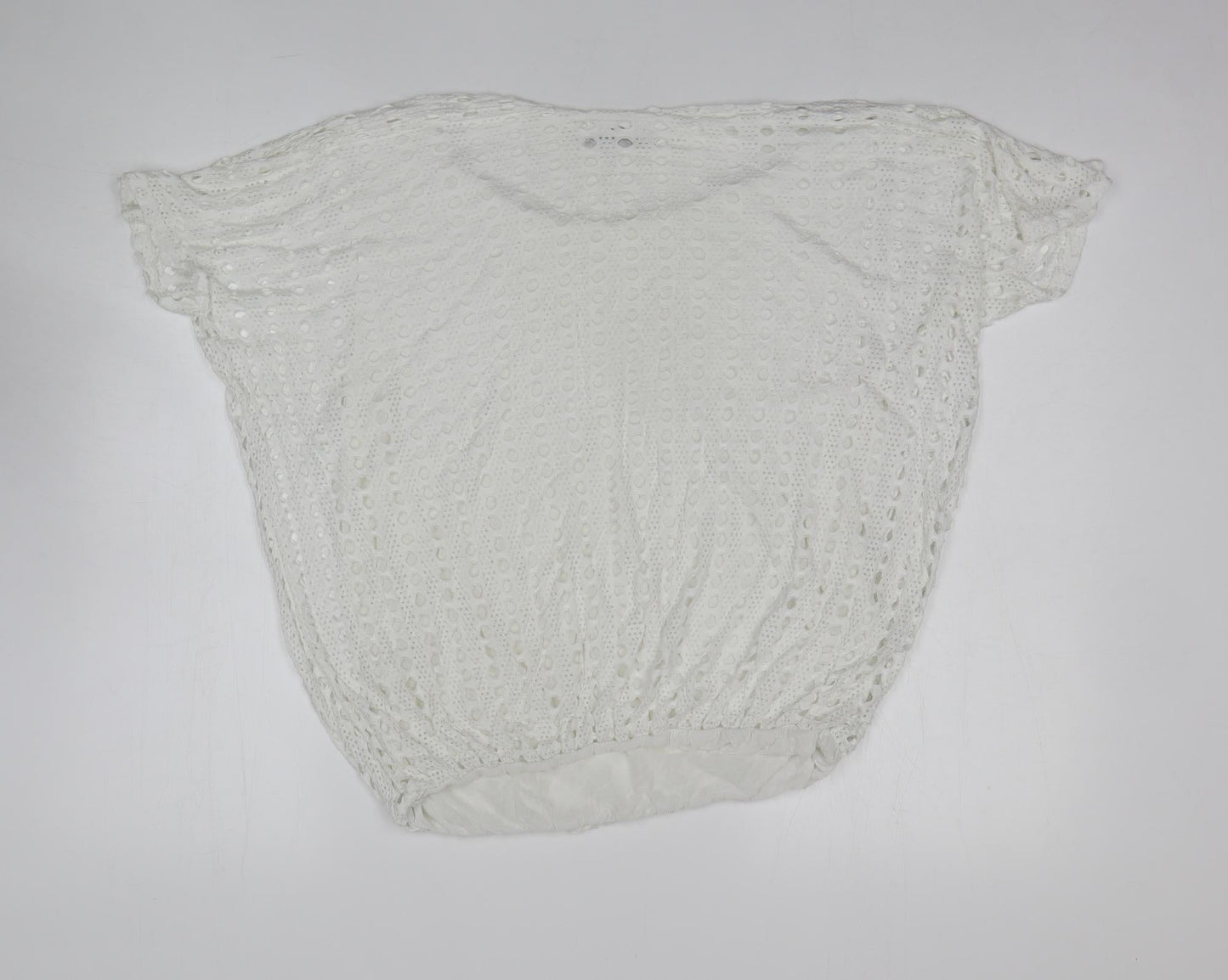 Alexara Womens White Viscose Basic T-Shirt Size L Round Neck