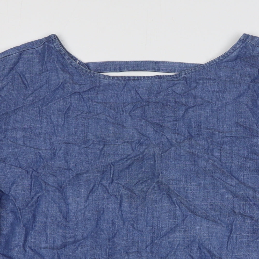 Alya Womens Blue Lyocell Basic Blouse Size XS V-Neck