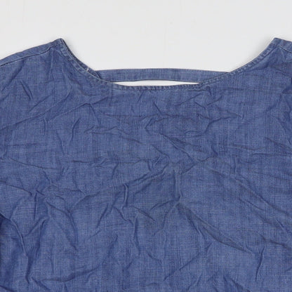 Alya Womens Blue Lyocell Basic Blouse Size XS V-Neck
