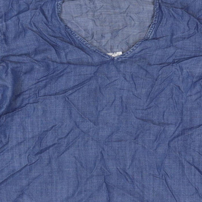 Alya Womens Blue Lyocell Basic Blouse Size XS V-Neck
