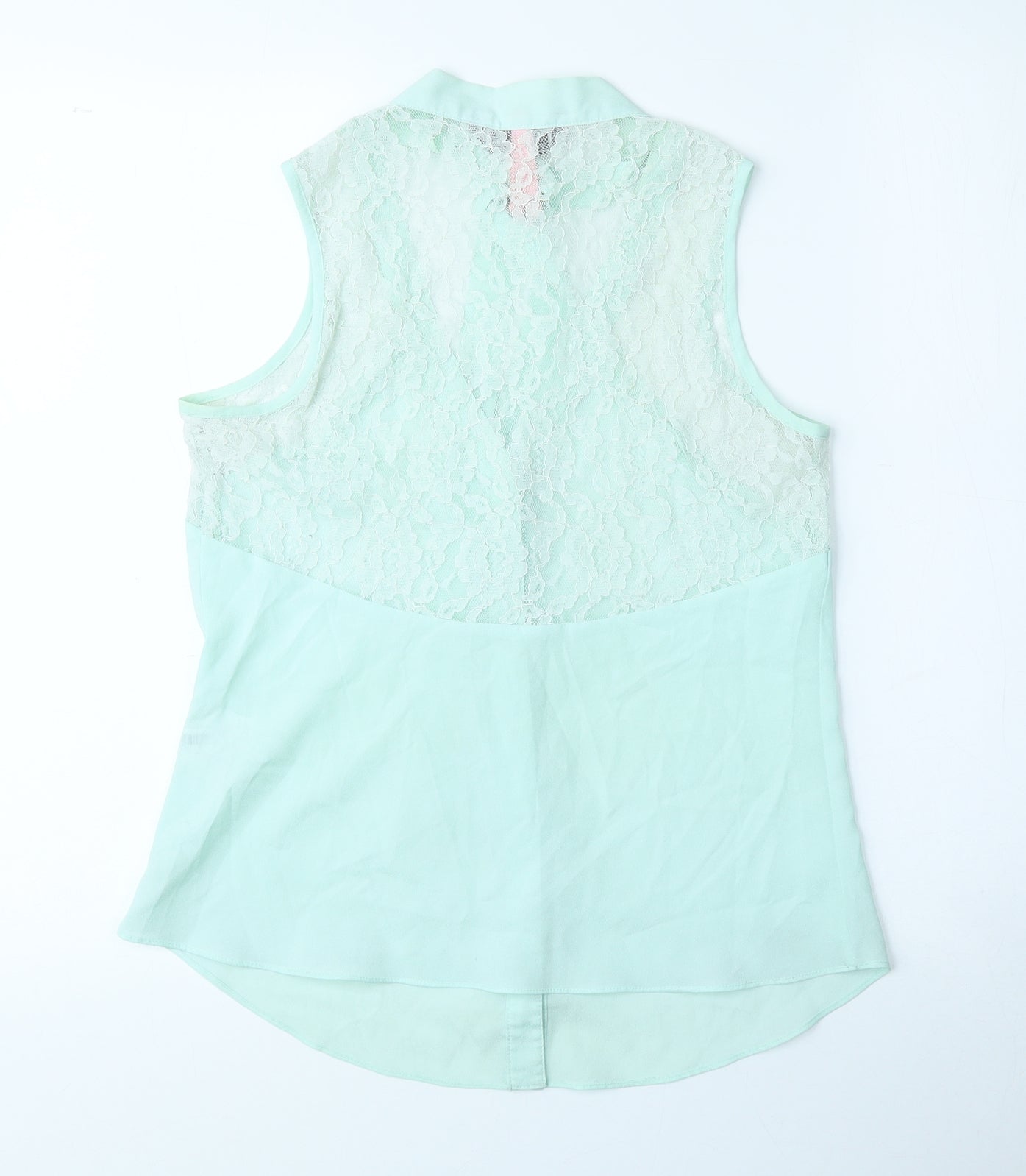 Lipsy Womens Green Polyester Jersey Tank Size 8 Mock Neck - Lace Pattern