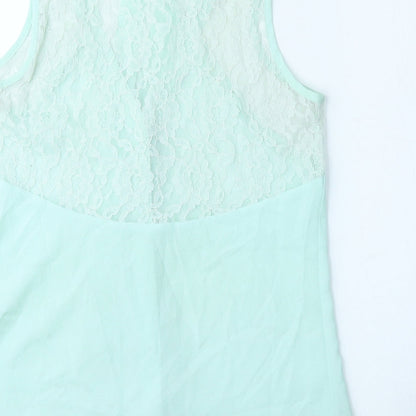 Lipsy Womens Green Polyester Jersey Tank Size 8 Mock Neck - Lace Pattern