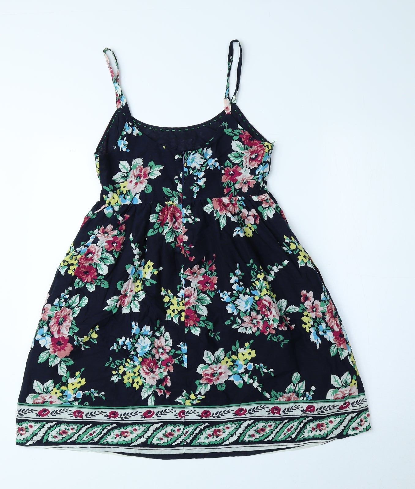 Miss Posh Womens Blue Floral Cotton A-Line Size 10 Boat Neck Zip