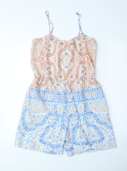 Collection Womens Multicoloured Floral Polyester Playsuit One-Piece Size 6 L5 in Pullover