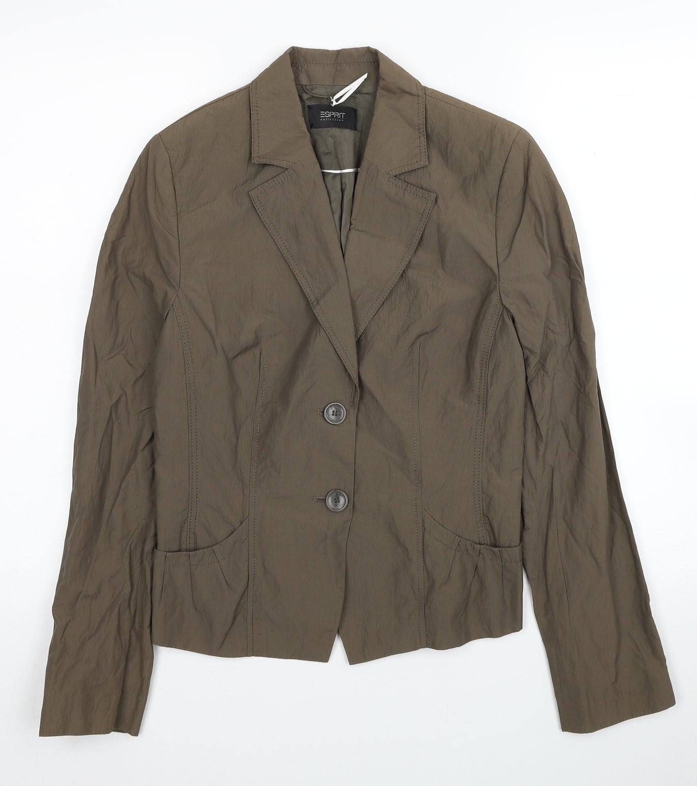 Esprit Womens Brown Jacket Blazer Size 10 Button