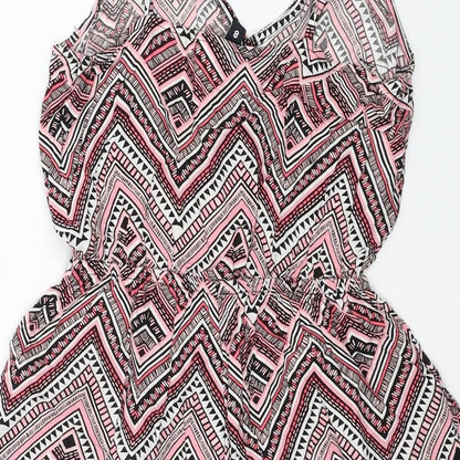 Divided by H&M Womens Pink Geometric Viscose Playsuit One-Piece Size 8 L3 in Pullover