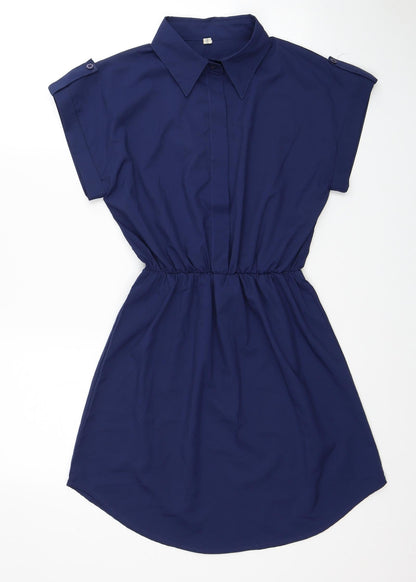 Oionino Womens Blue Polyester Shirt Dress Size XL Collared Button