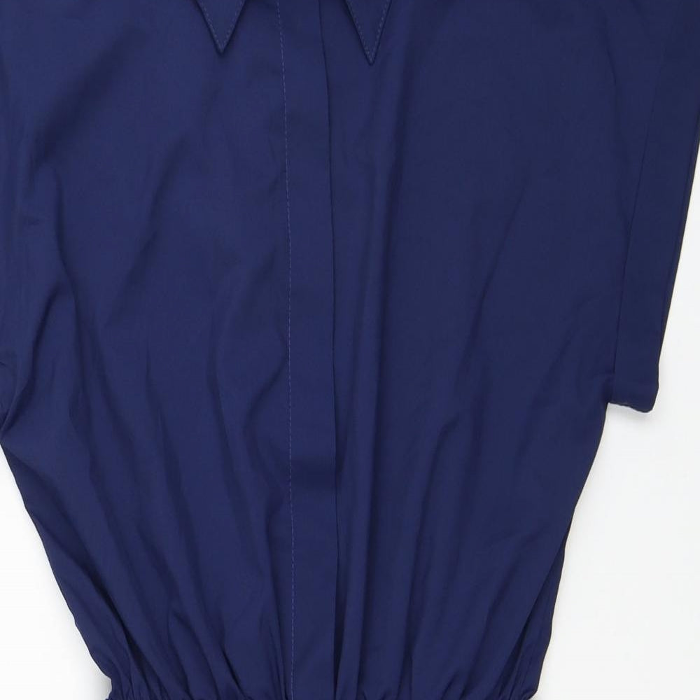 Oionino Womens Blue Polyester Shirt Dress Size XL Collared Button