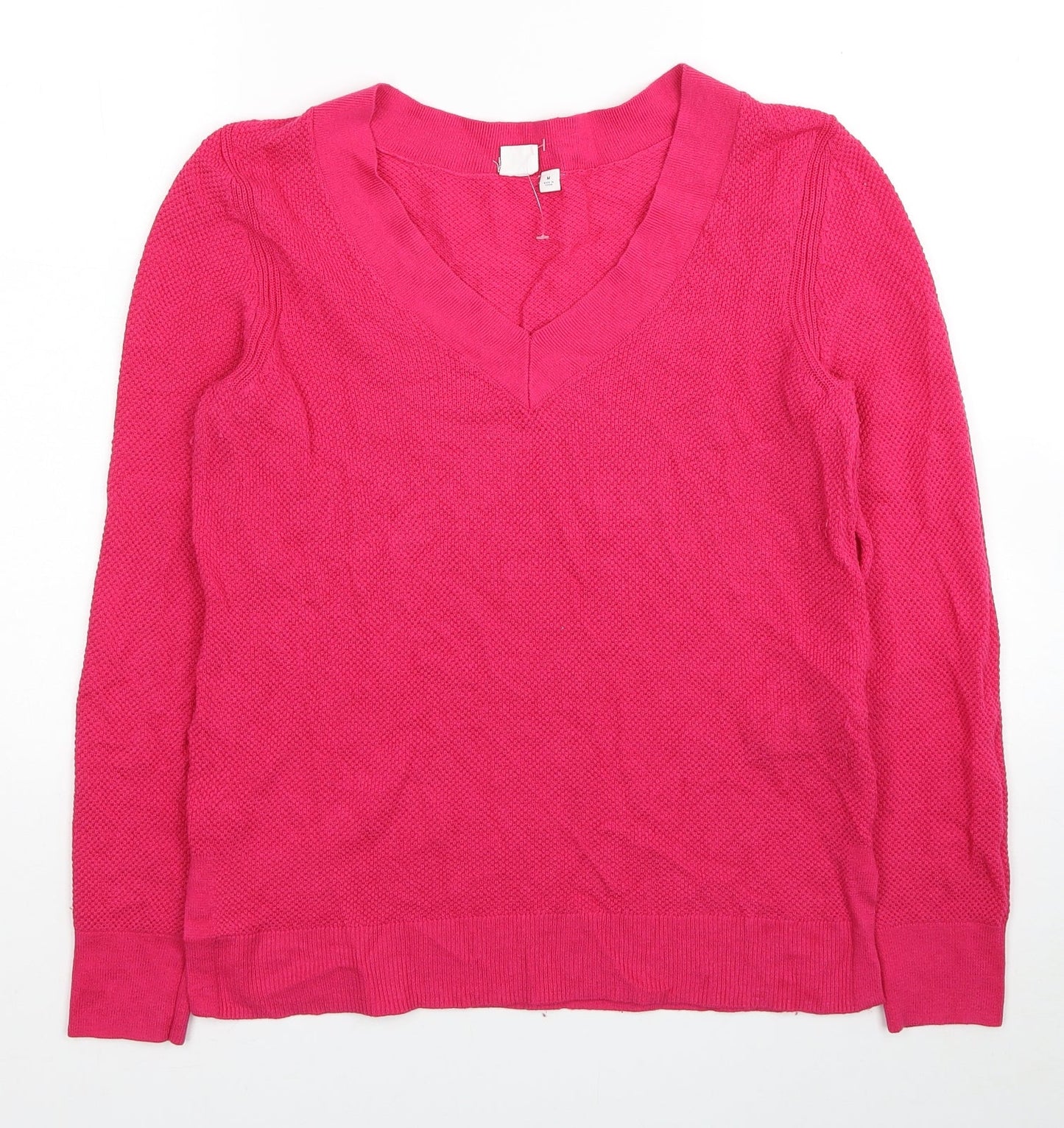 Gap Womens Pink V-Neck Cotton Pullover Jumper Size M