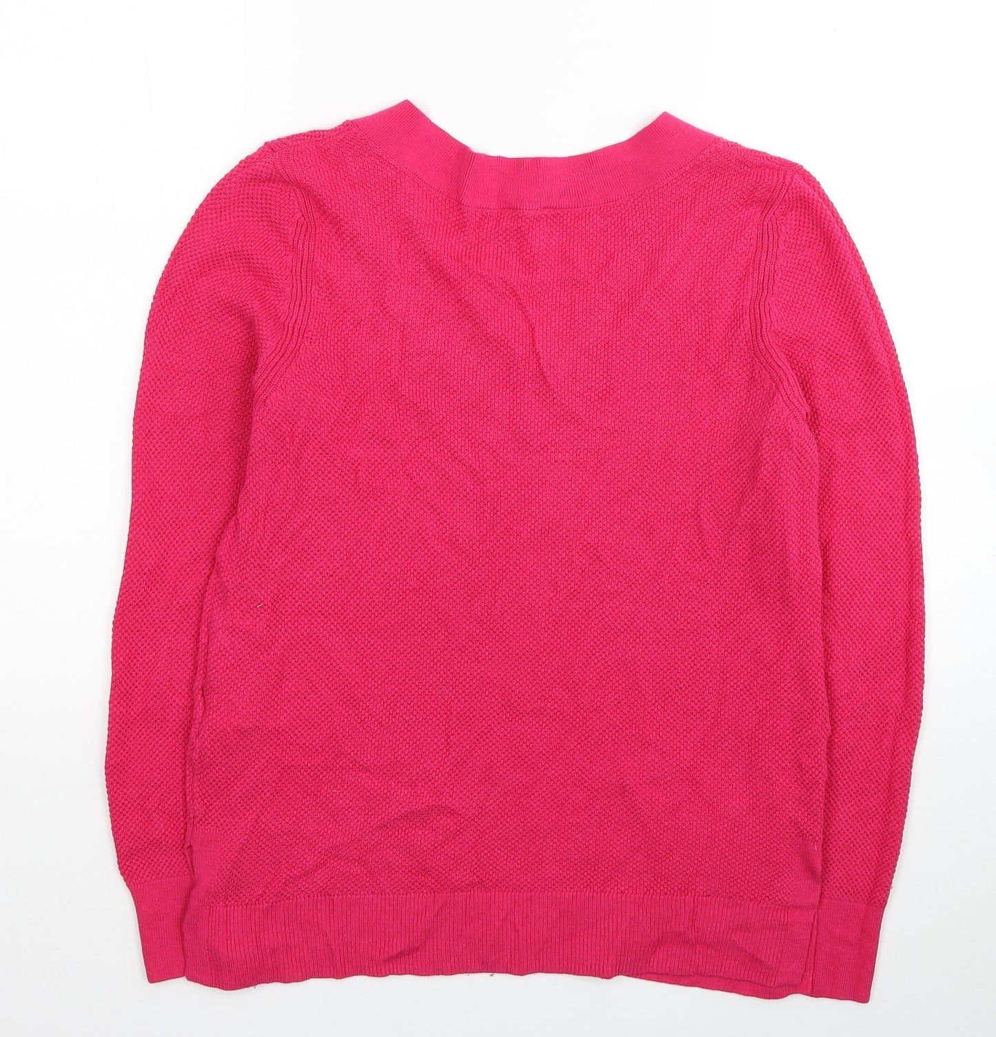 Gap Womens Pink V-Neck Cotton Pullover Jumper Size M