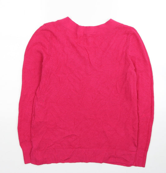 Gap Womens Pink V-Neck Cotton Pullover Jumper Size M