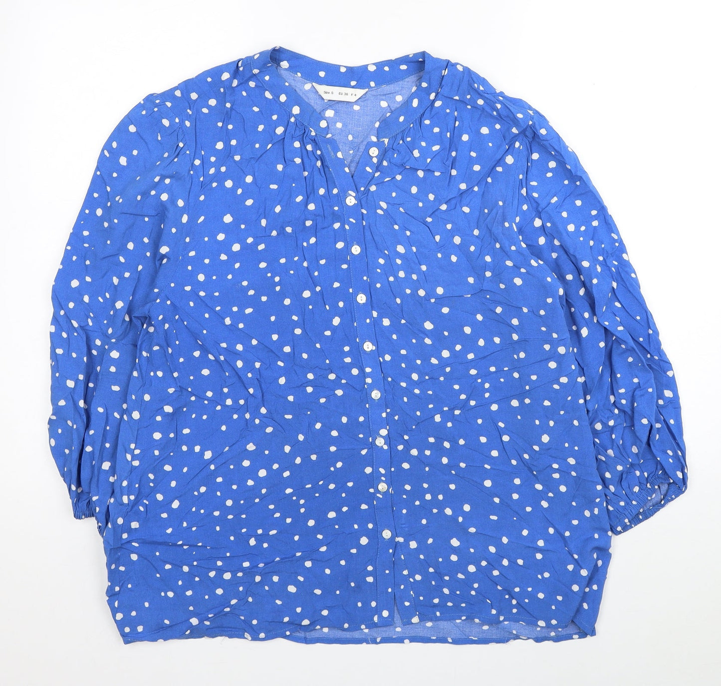 Womens UK Size S Preworn Blue Basic Button-Up