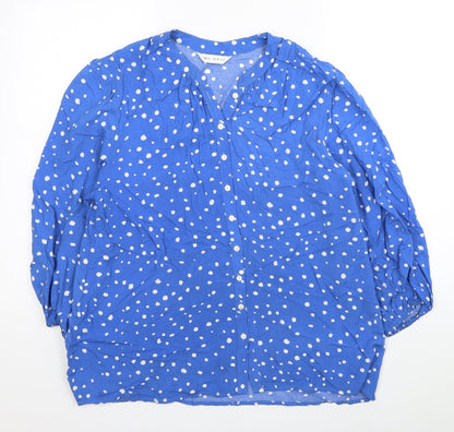 Womens UK Size S Preworn Blue Basic Button-Up