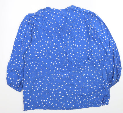 Womens UK Size S Preworn Blue Basic Button-Up