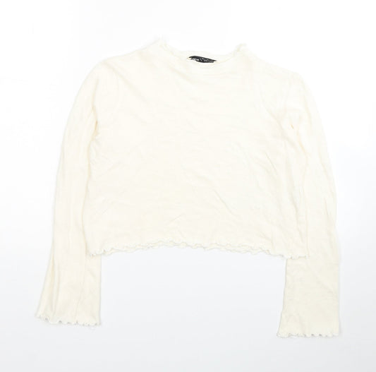 Womens UK Size M Pull&Bear White Pullover Jumper