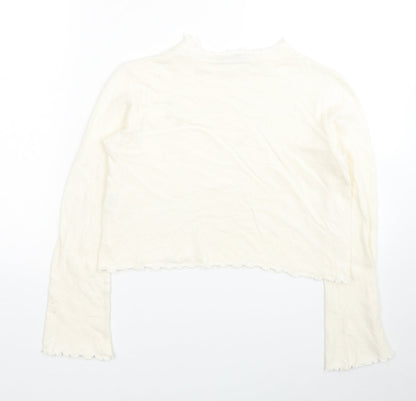 Womens UK Size M Pull&Bear White Pullover Jumper