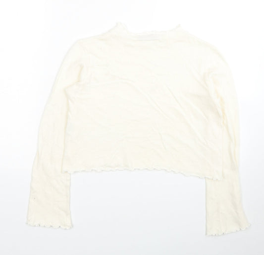 Womens UK Size M Pull&Bear White Pullover Jumper