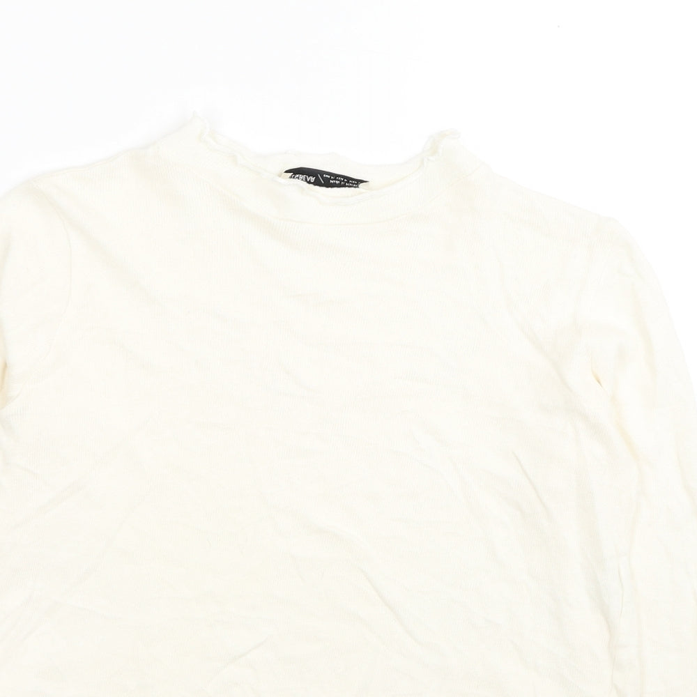 Womens UK Size M Pull&Bear White Pullover Jumper