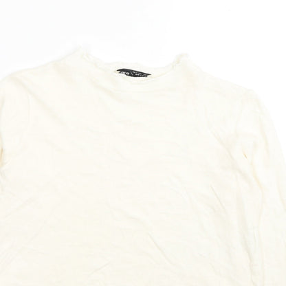 Womens UK Size M Pull&Bear White Pullover Jumper