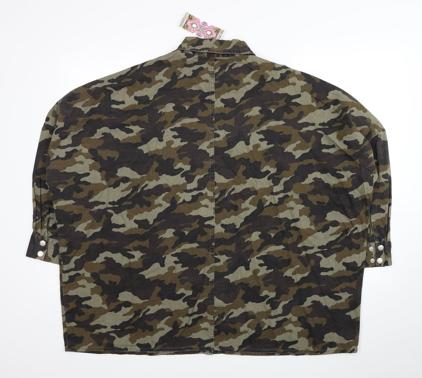 Boohoo Womens Green Camouflage Jacket Size S Button - Size S/M