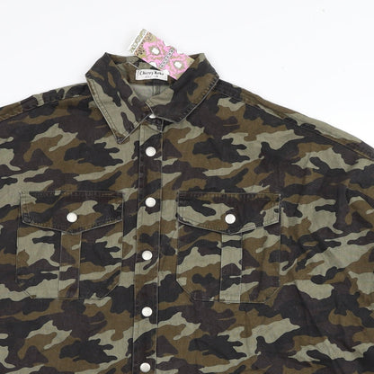 Boohoo Womens Green Camouflage Jacket Size S Button - Size S/M