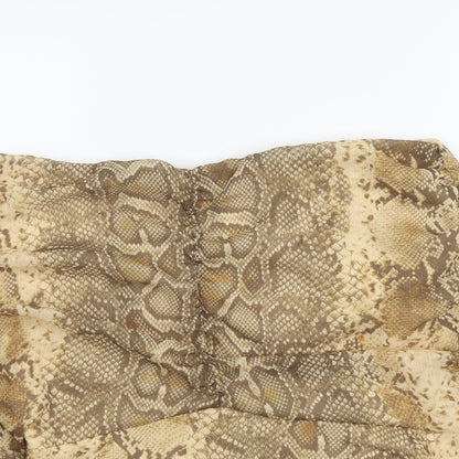 Primark Womens Beige Animal Print Polyester Flare Skirt Size 12 Zip - Snake Pattern