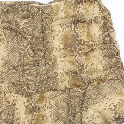 Primark Womens Beige Animal Print Polyester Flare Skirt Size 12 Zip - Snake Pattern