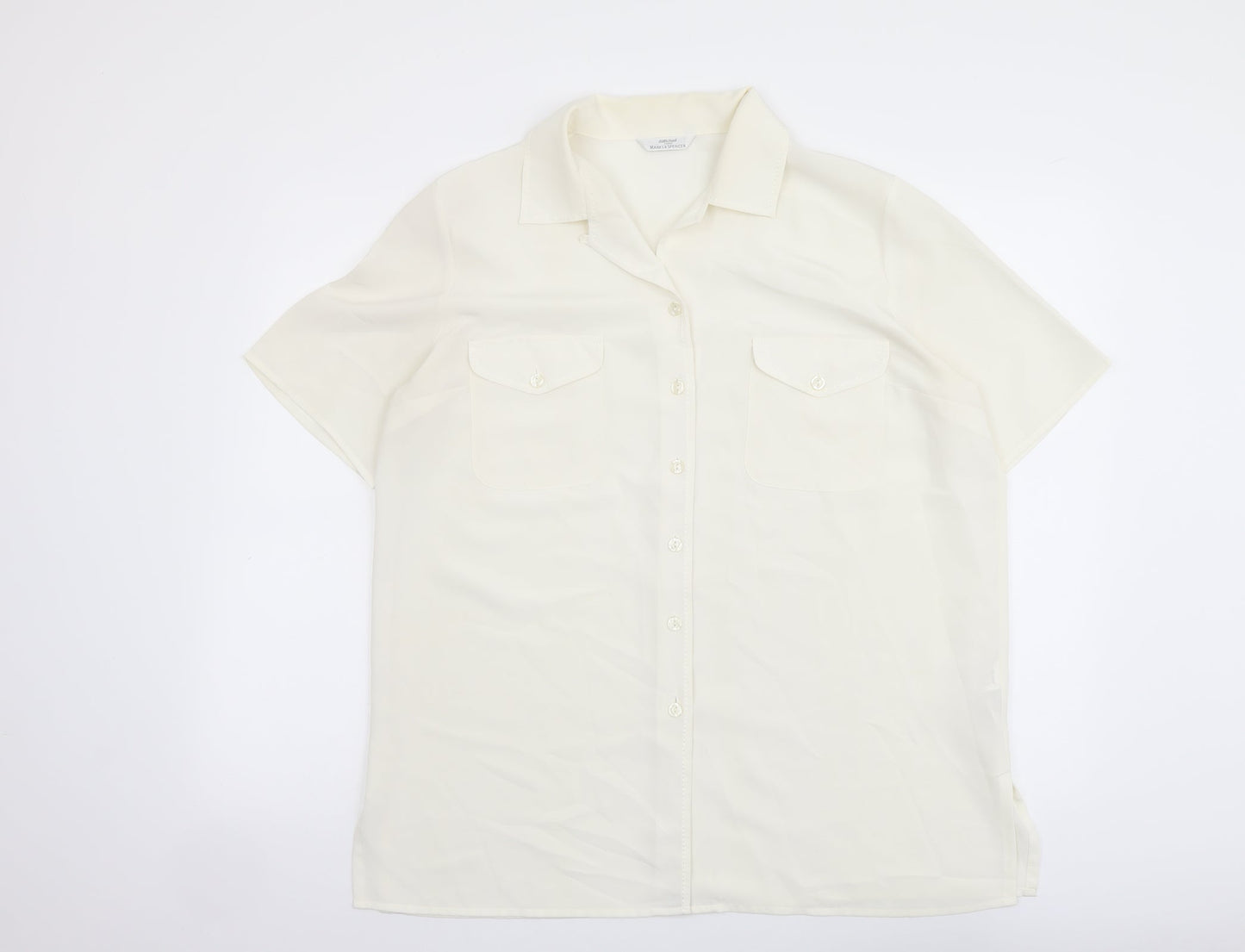 Womens UK Size 16 Marks and Spencer Ivory Basic Button-Up