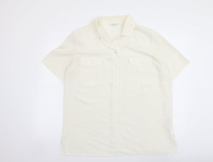 Womens UK Size 16 Marks and Spencer Ivory Basic Button-Up