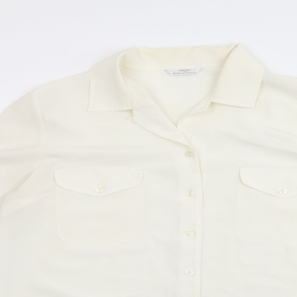 Womens UK Size 16 Marks and Spencer Ivory Basic Button-Up